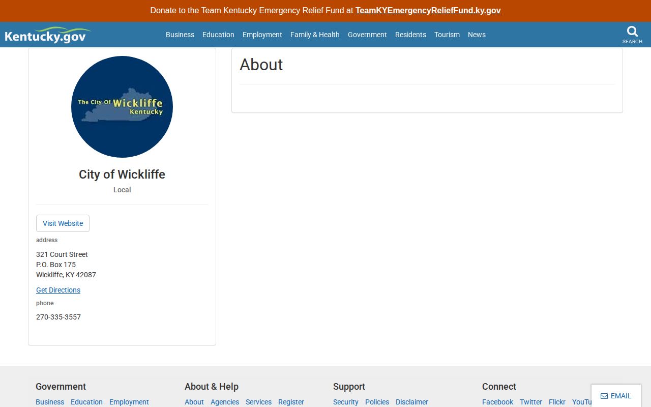 Official Kentucky government profile for the City of Wickliffe